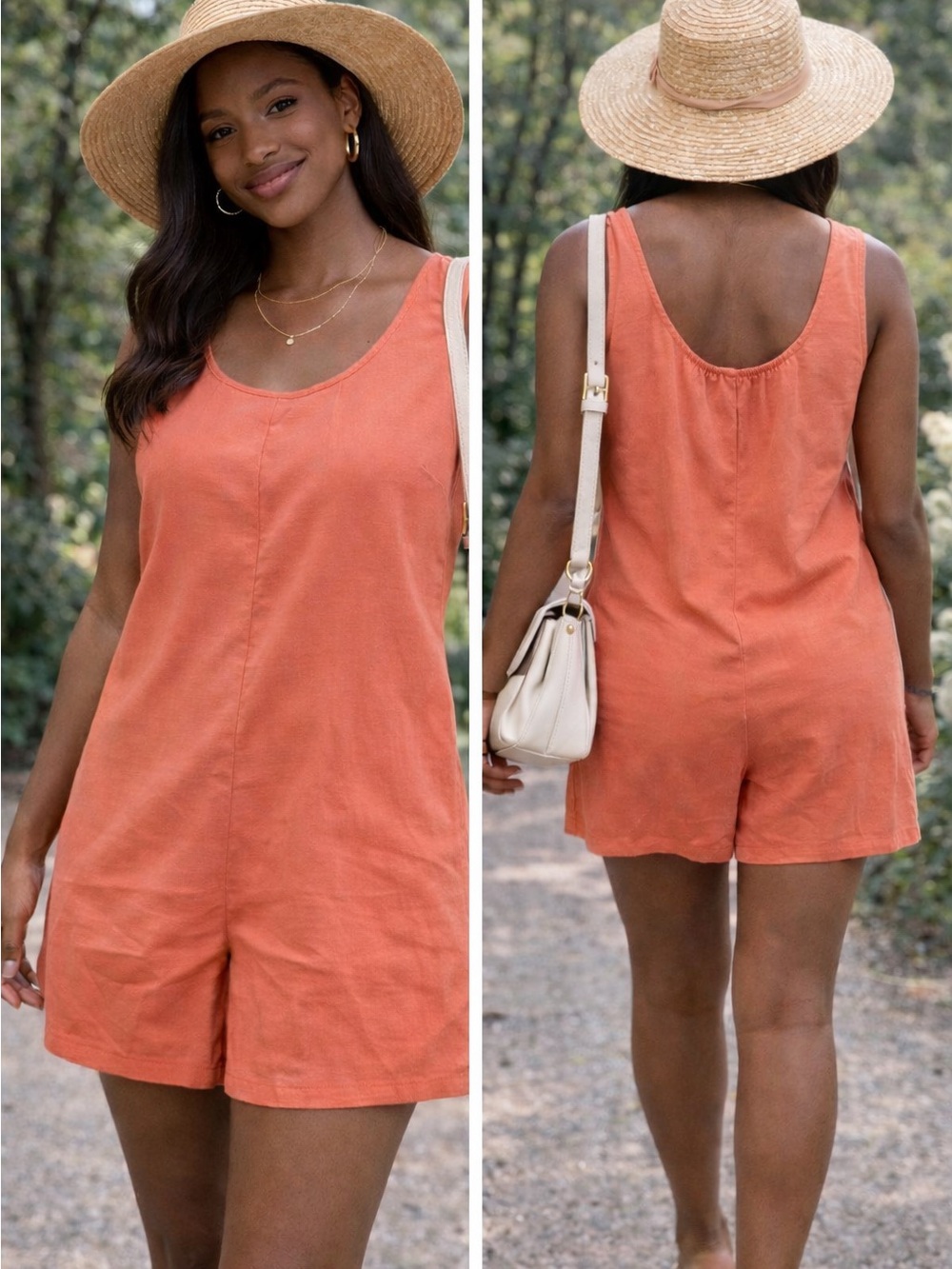 Sleeveless Orange Romper